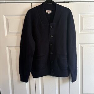 Wallace & Barnes Coat Mens Large Navy Merino Wool Jacket Button J Crew Pockets
